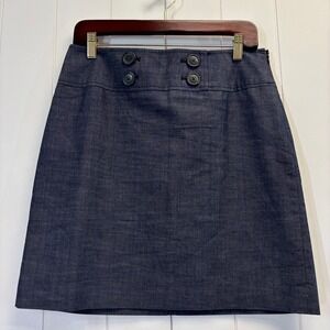 Ann Taylor Loft Women Sailor Classic Denim Mini Skirt Size 4 Preppy Minimalist
